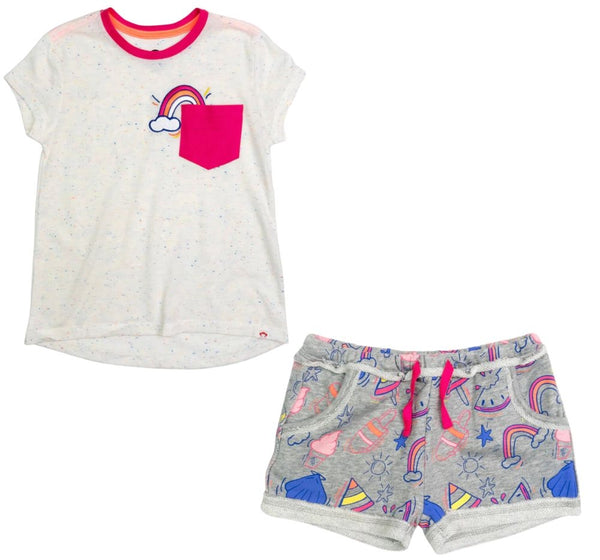 White Pocket Tee & Summer Doodle Shorts