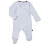 Love Lines Blue Pointelle Footie