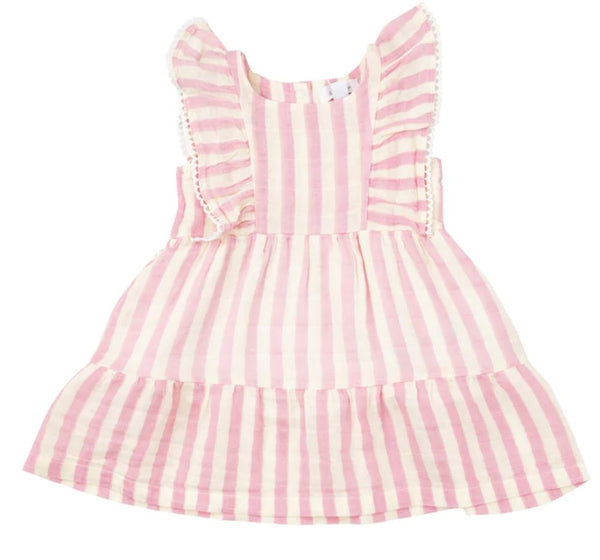 Picot Edged Dress Pink Stripe