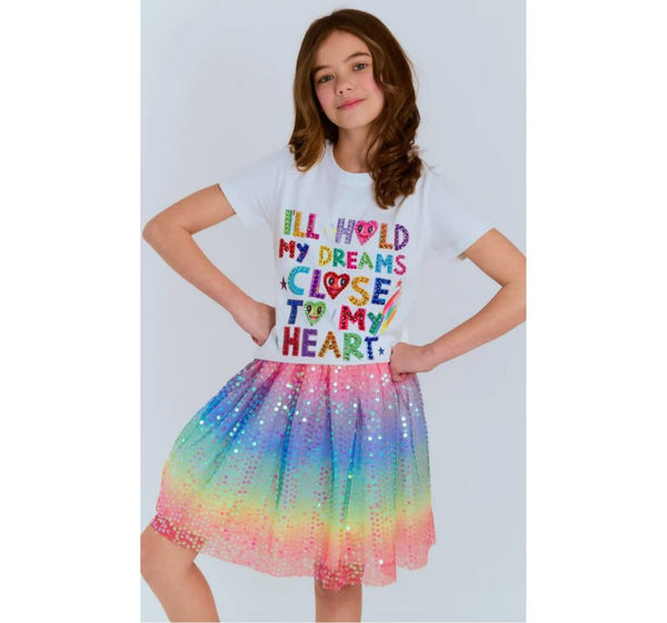 The Dream T-shirt & Rainbow Sequin Skirt