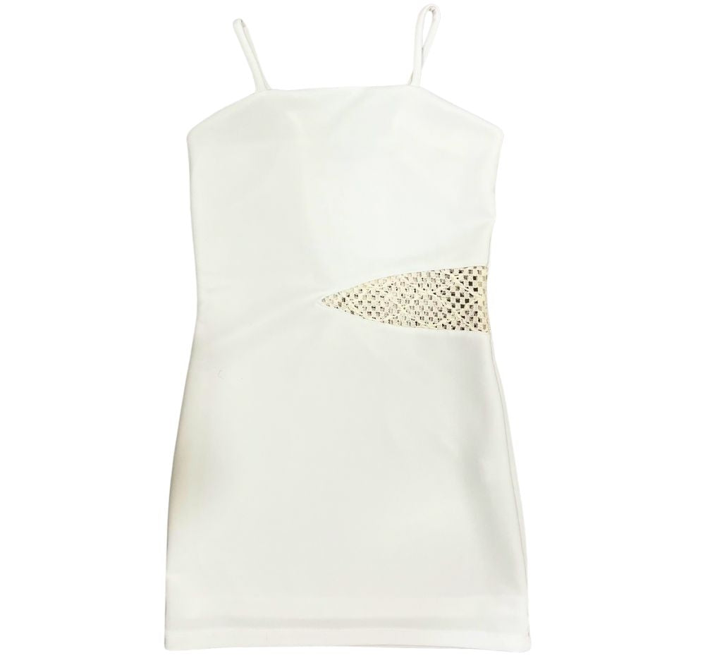 Straight Dress W/Side Inset White