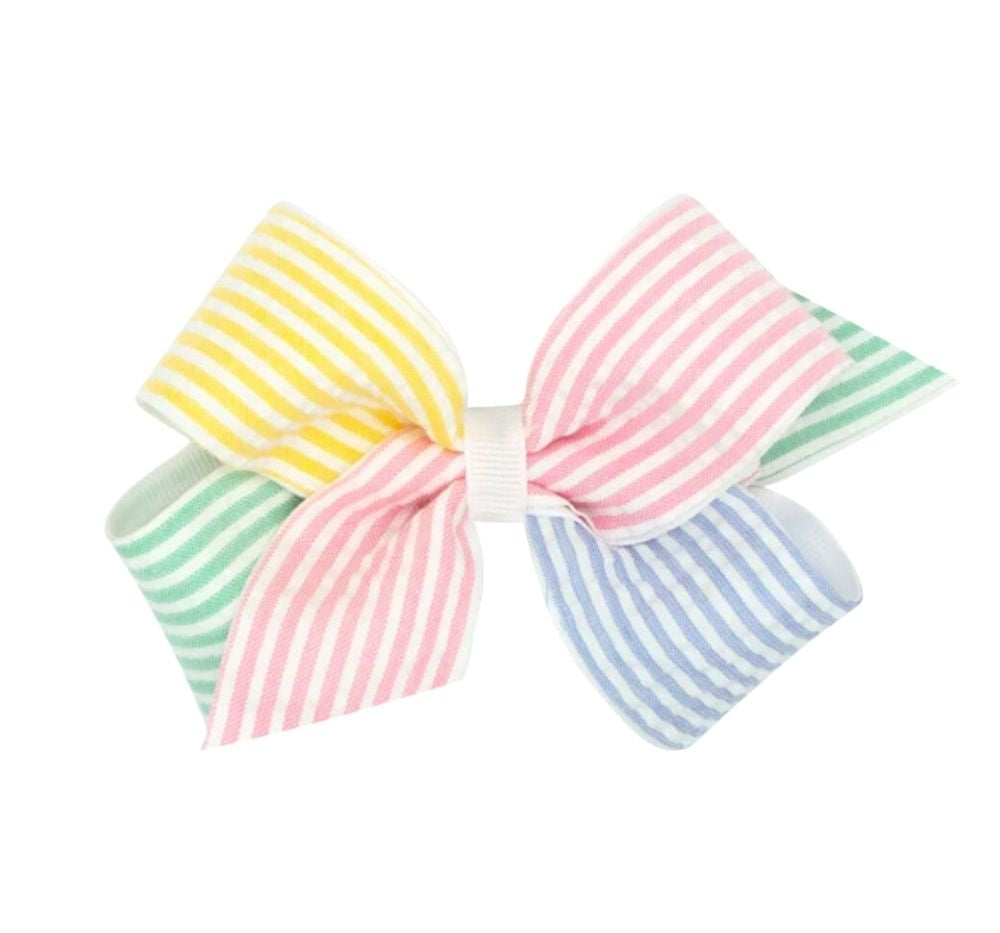 Medium Color Block Seersucker Overlay Bow Multi