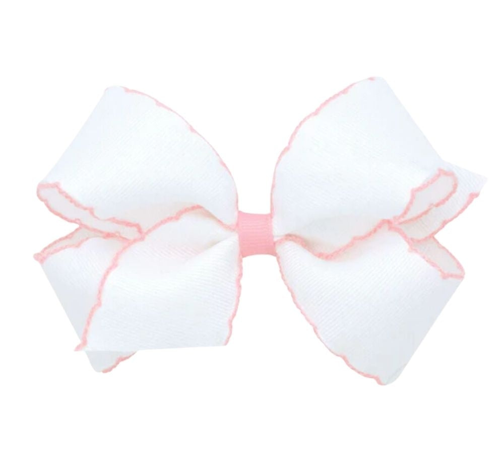 Medium Moonstitch Basic Bow White/Powder Pink