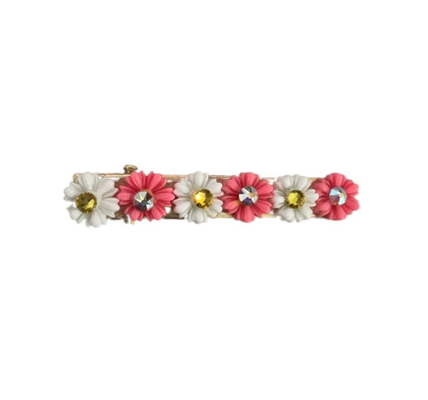 Crystallized Daisy Clips White-Coral