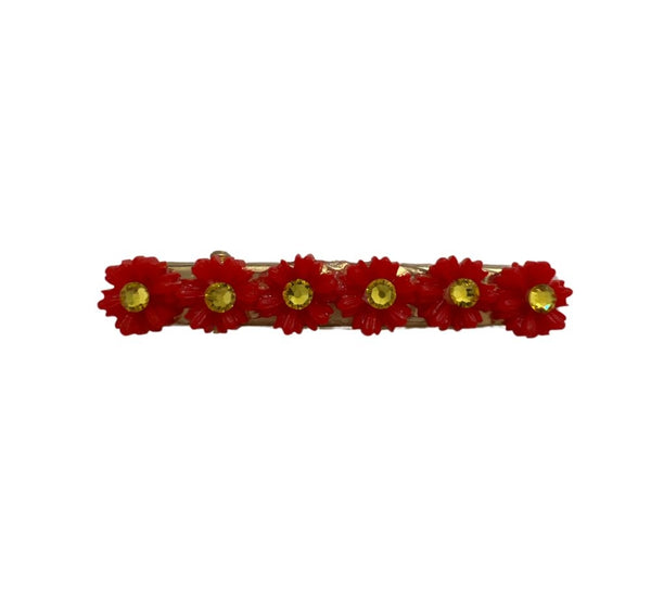 Crystallized Daisy Clips Red