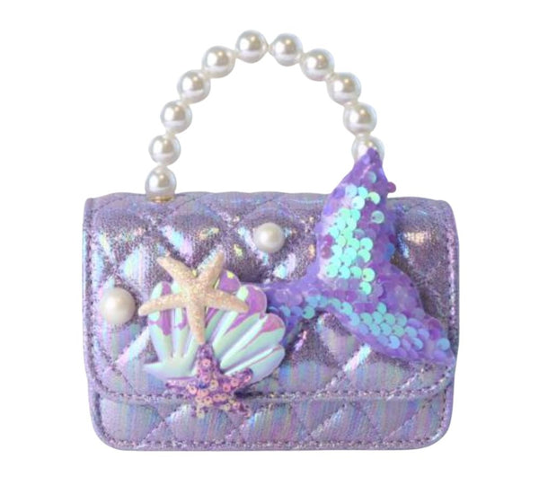 Mermaid Shiny Quilted Purse Purple
