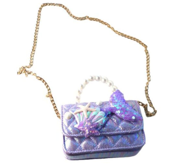 Mermaid Shiny Quilted Purse Purple