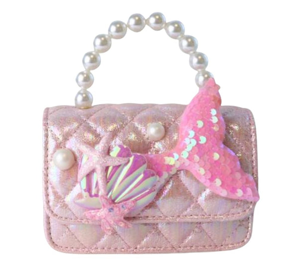 Mermaid Shiny Quilted Purse Pink
