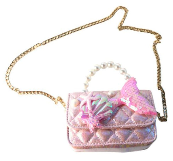 Mermaid Shiny Quilted Purse Pink