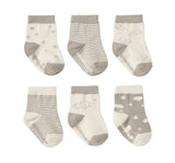 Socks 6Pk Elephant Grey 0-12M