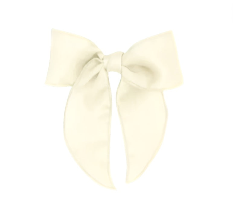 Medium Satin Fabric Bow Off White