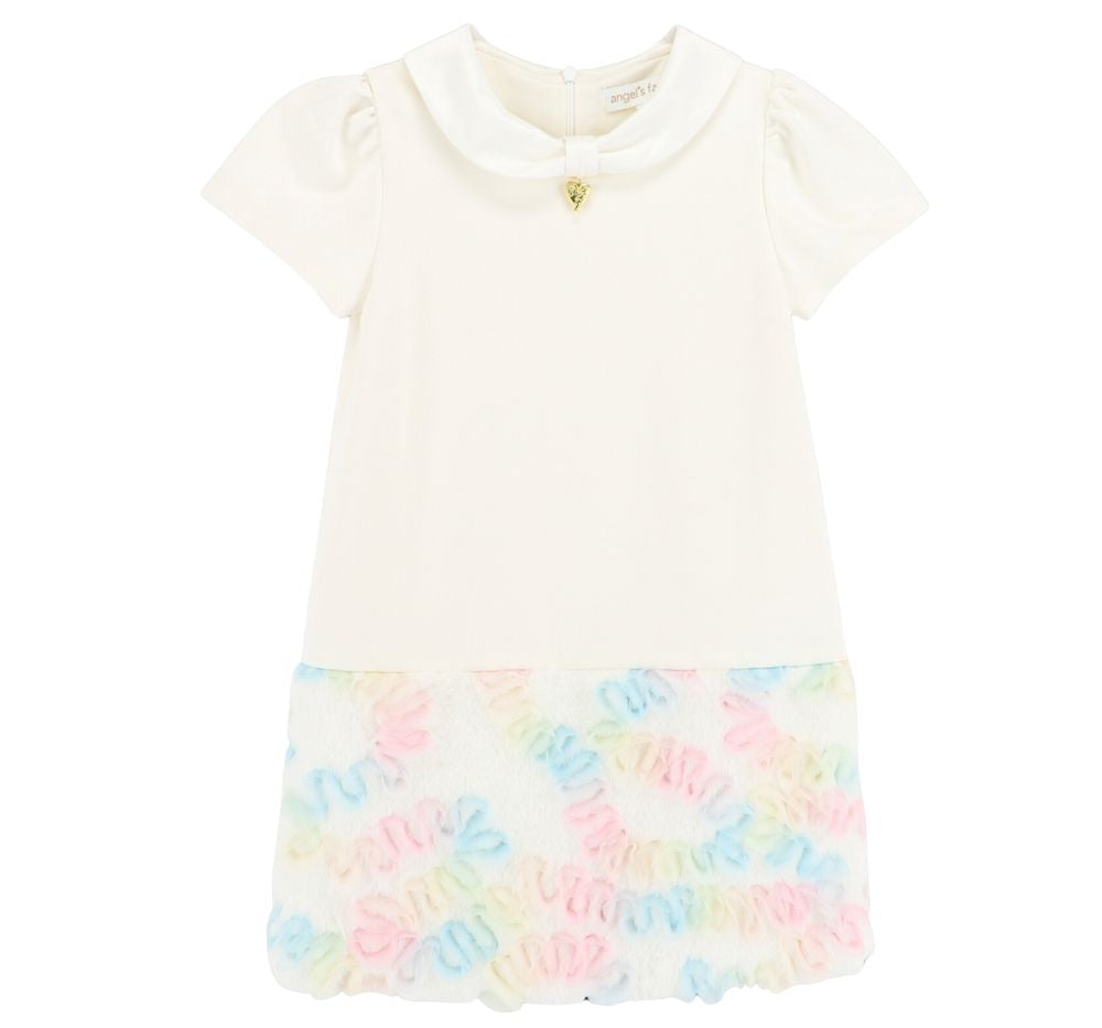 Frances Pastel Fur Trim Dress Snowdrop