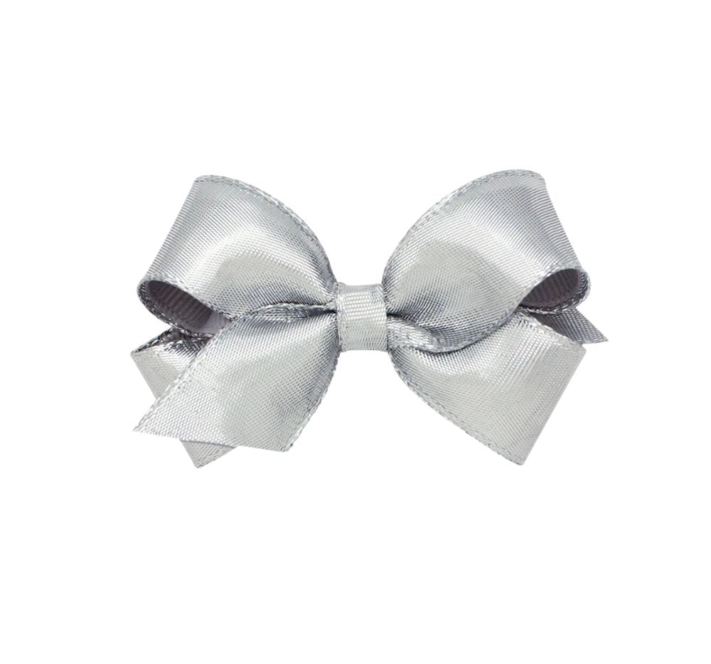 Mini Metallic Lame O/L Bow Silver