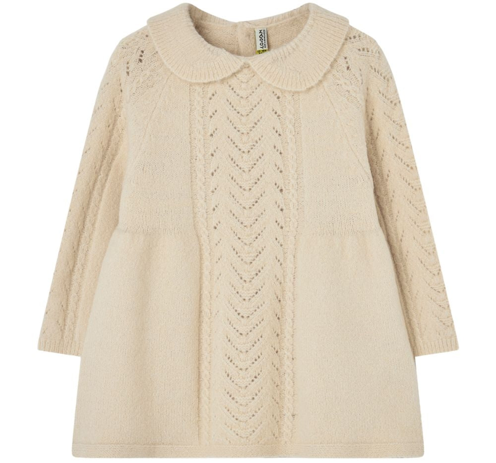Girl Ls Dress Beige