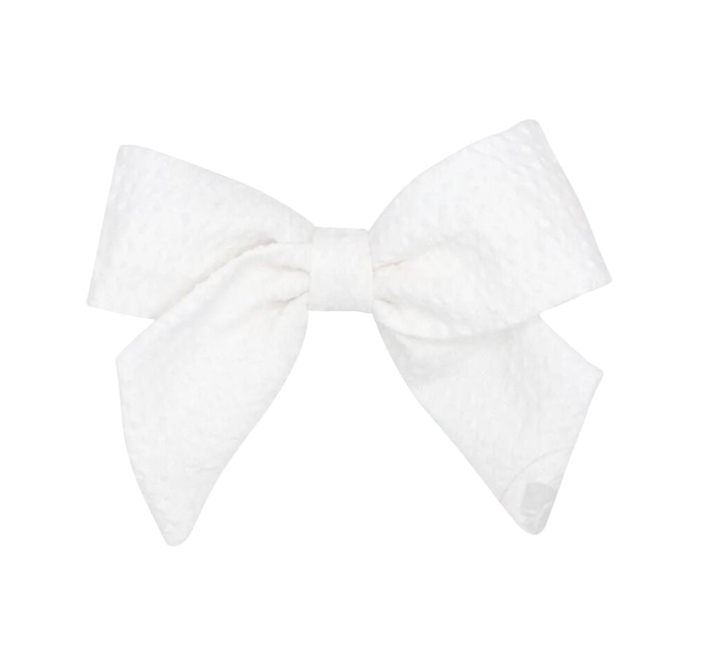 Medium Seersucker Bowtie W/Tails White