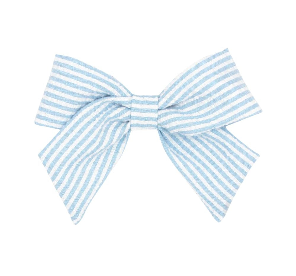 Medium Seersucker Bowtie W/Tails Blue