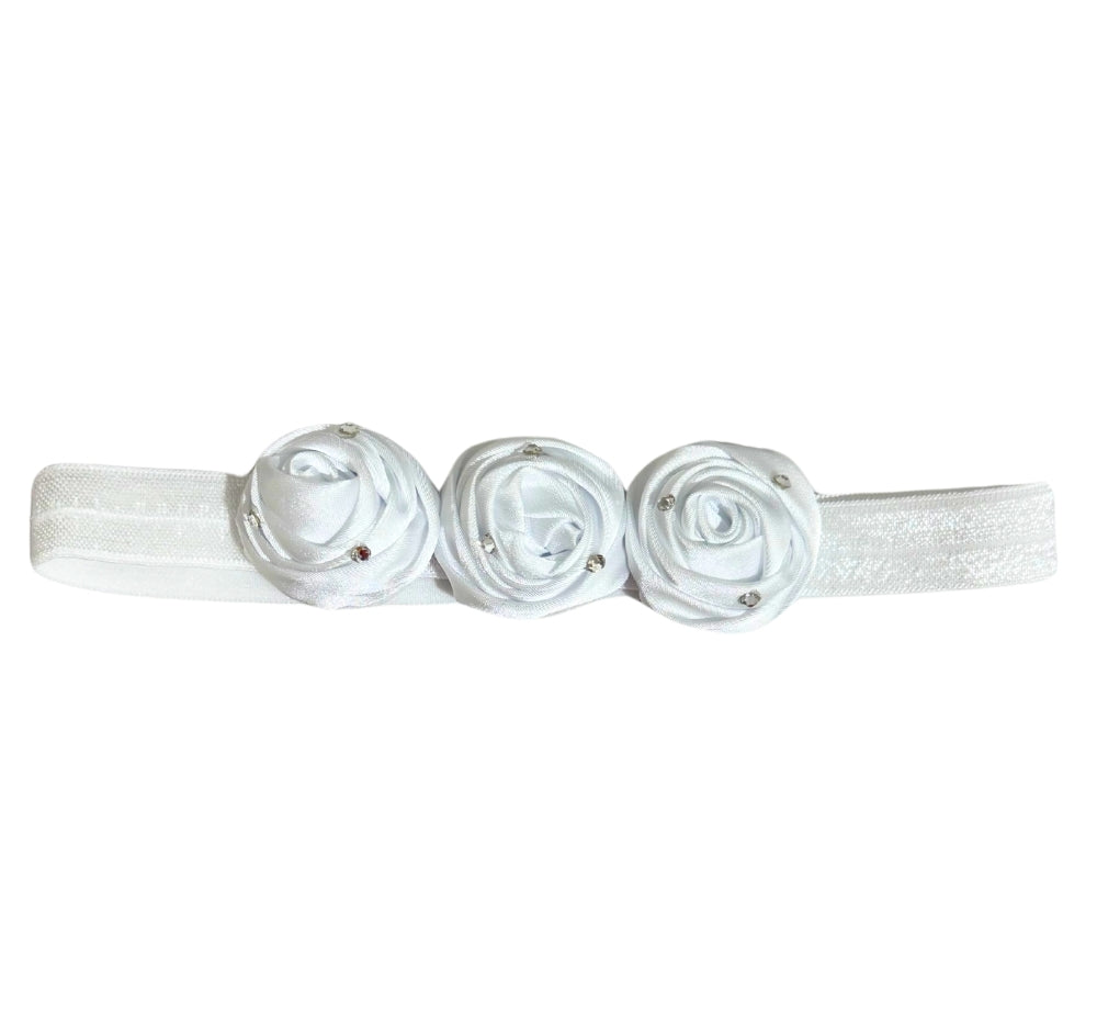 Diadema Elastica Blanca Satin Rose