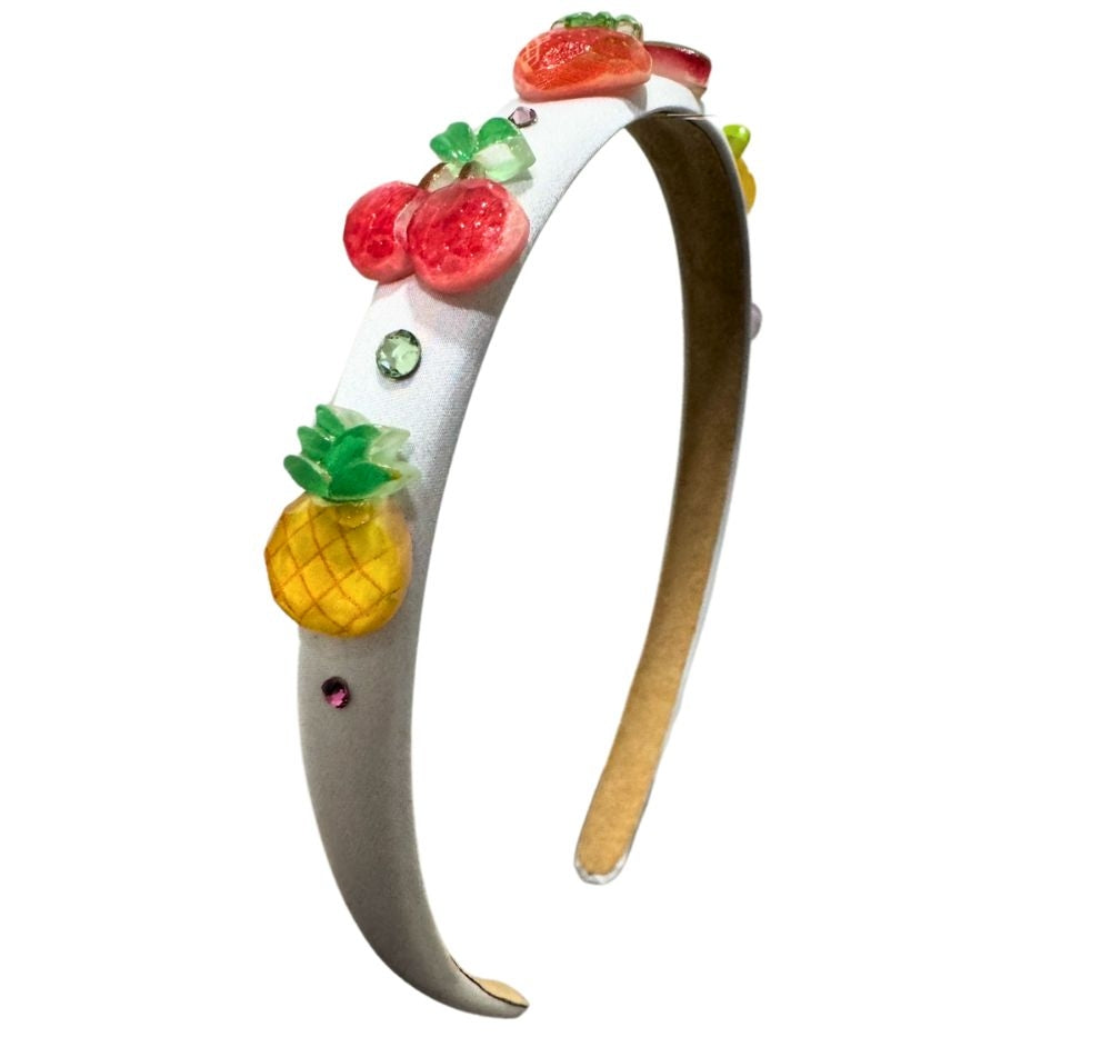 Diadema Satin Fruit Headband White