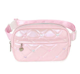 Metallic Quilted Heart Stitched Fanny Pack