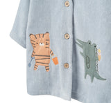 Blue Seaside Safari Terry Beach Coverup