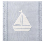 Nautical Intarsia Cable Blanket Blue
