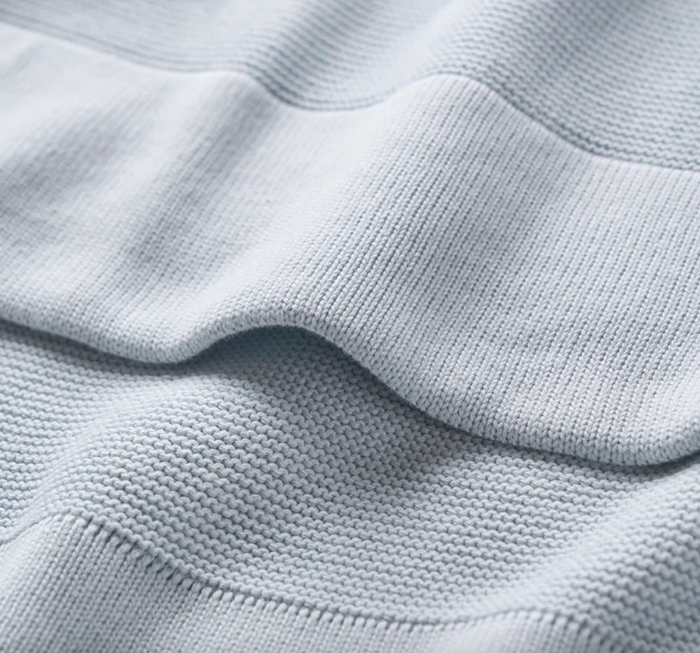 Pale Blue Sofia Finn Knit Baby Blanket