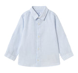 Camisa Lino Azul Con Rayas