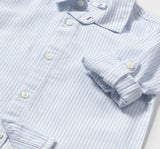 Camisa Lino Azul Con Rayas