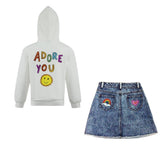 Set Gem Hoddie & All About The Patch Denim Skirt