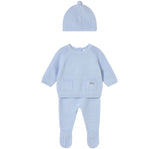 Conjunto Polaina & Gorro Tricot Cielo