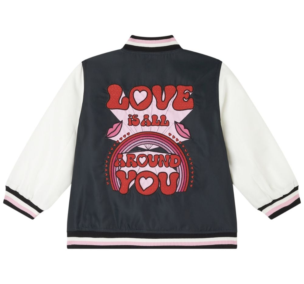 Chamarra Bomber Love Is All Arround You Black White