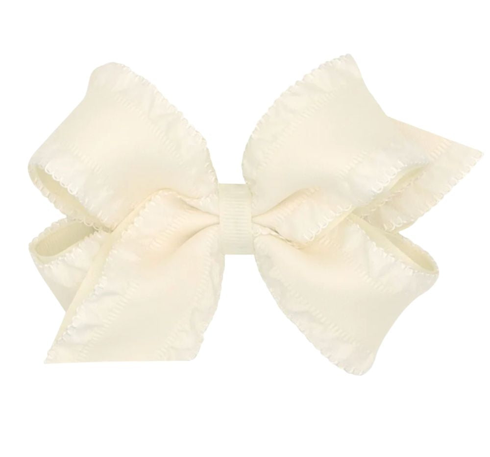 Med Ruffle/GG Overlay Bow Antique White