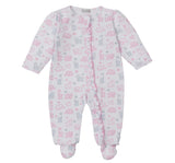 Footie W/Zip Prt Baby Elephant Hearts Multi White