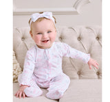 Footie W/Zip Prt Baby Elephant Hearts Multi White