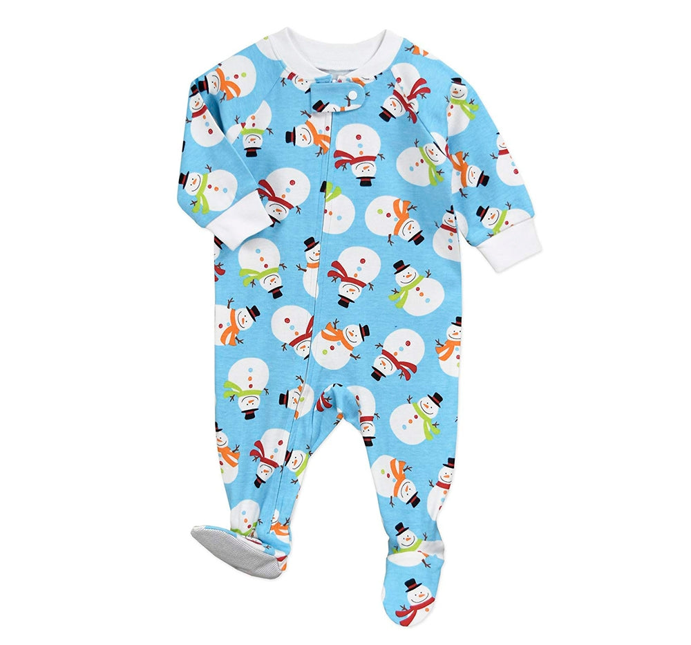 Footed Pajamas Button Snowman