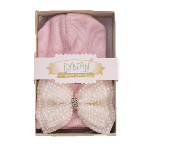 Lacey Pearl Bow Pink
