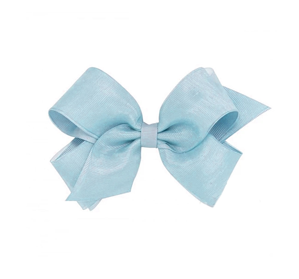X-Small Organza/Gro Overlay Bow Blue