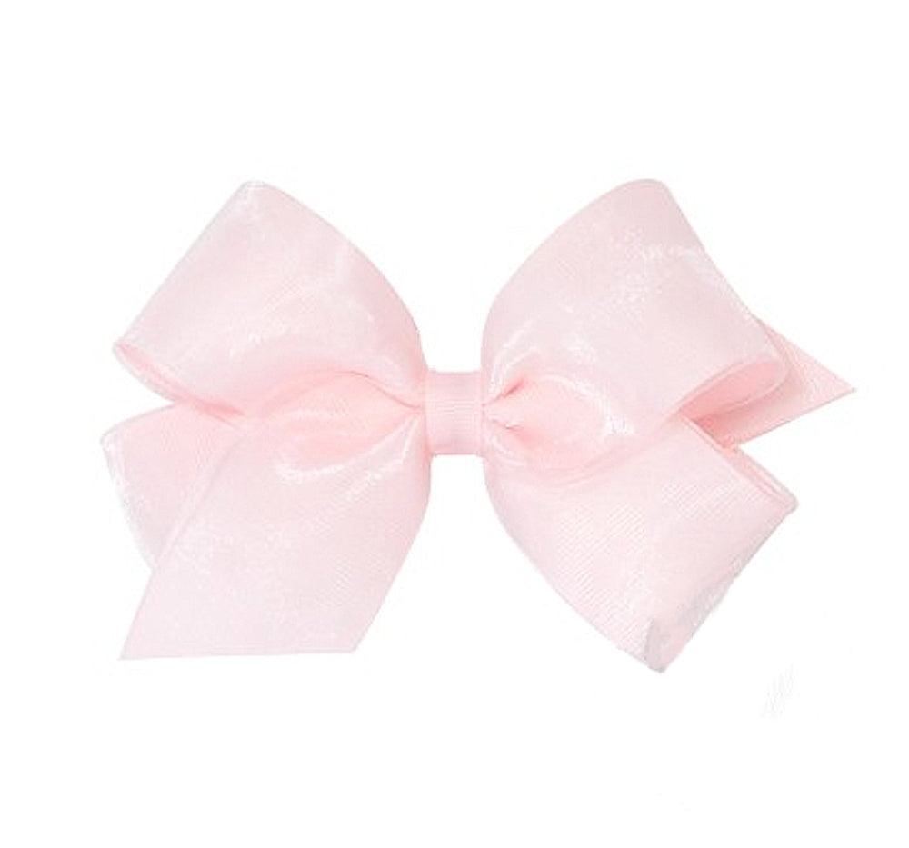 Medium Organza/Gro Overlay Bow Powder Pink