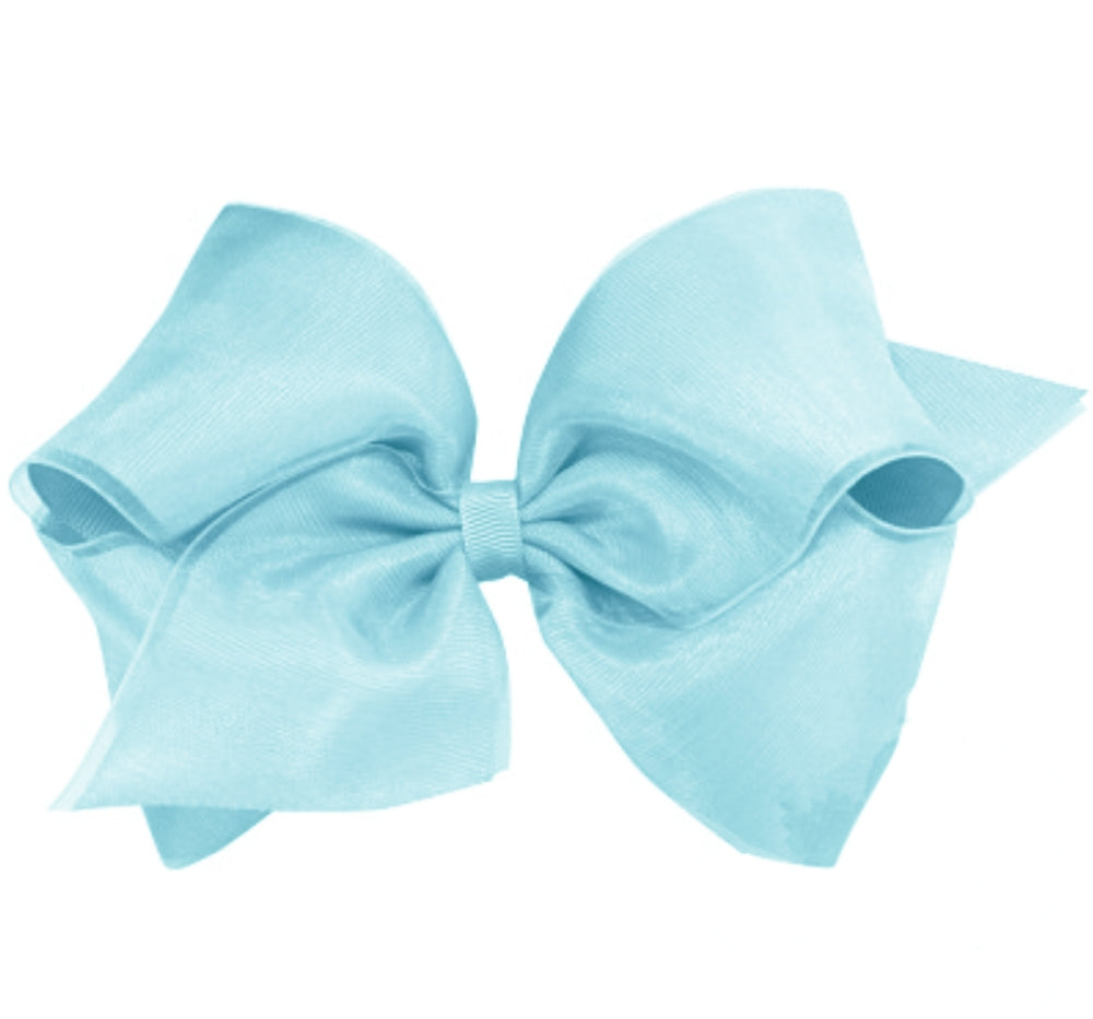 King Organza Gro Overlay Bow Blue Vapor