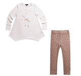 Playera y Leggings color avena con detalles dorados - Imoga