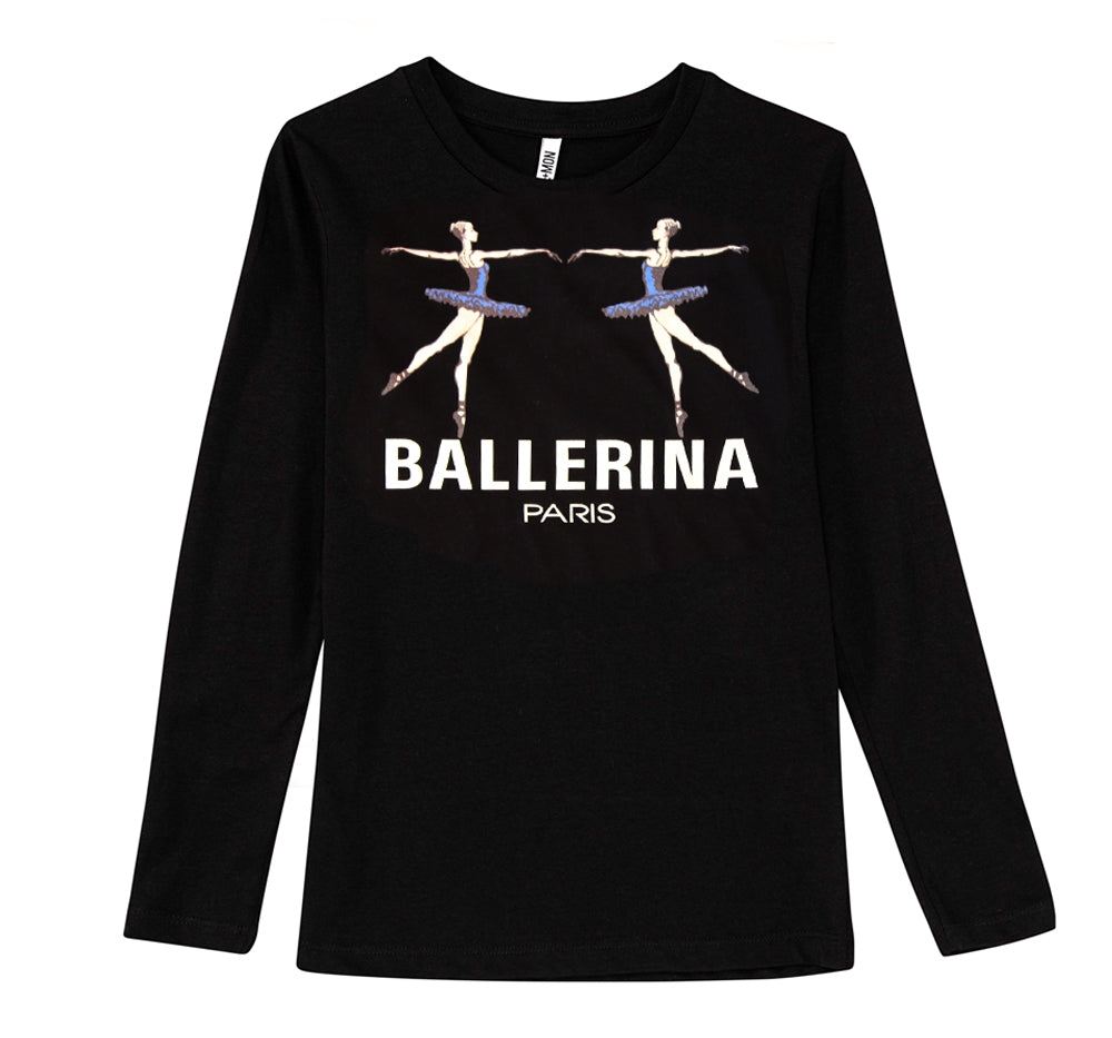 Playera de manga larga negra Ballerina -Nil & Mon