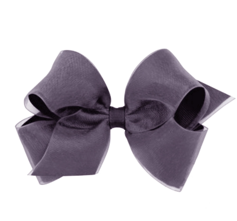 Medium Organza/Gro Overlay Bow Charcoal