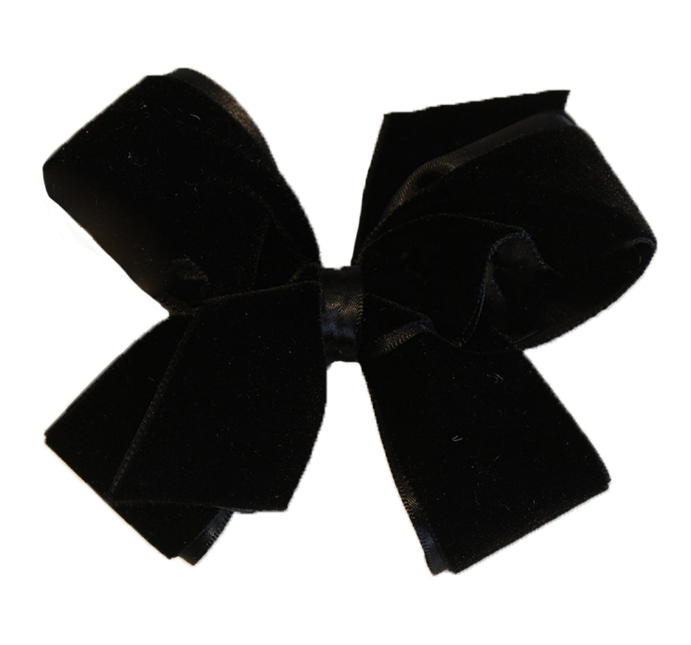 Medium Velvet/Satin Overlay Bow Black