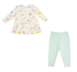 Vestido y leggings con volantes de estrellas multicolores -Angel dear