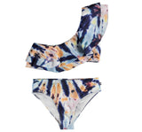 Traje de baño asimétrico tie dye con volantes -Molo