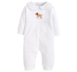 Playsuit blanco con perrito bordado con azul -Little English