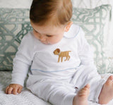 Playsuit blanco con perrito bordado con azul -Little English