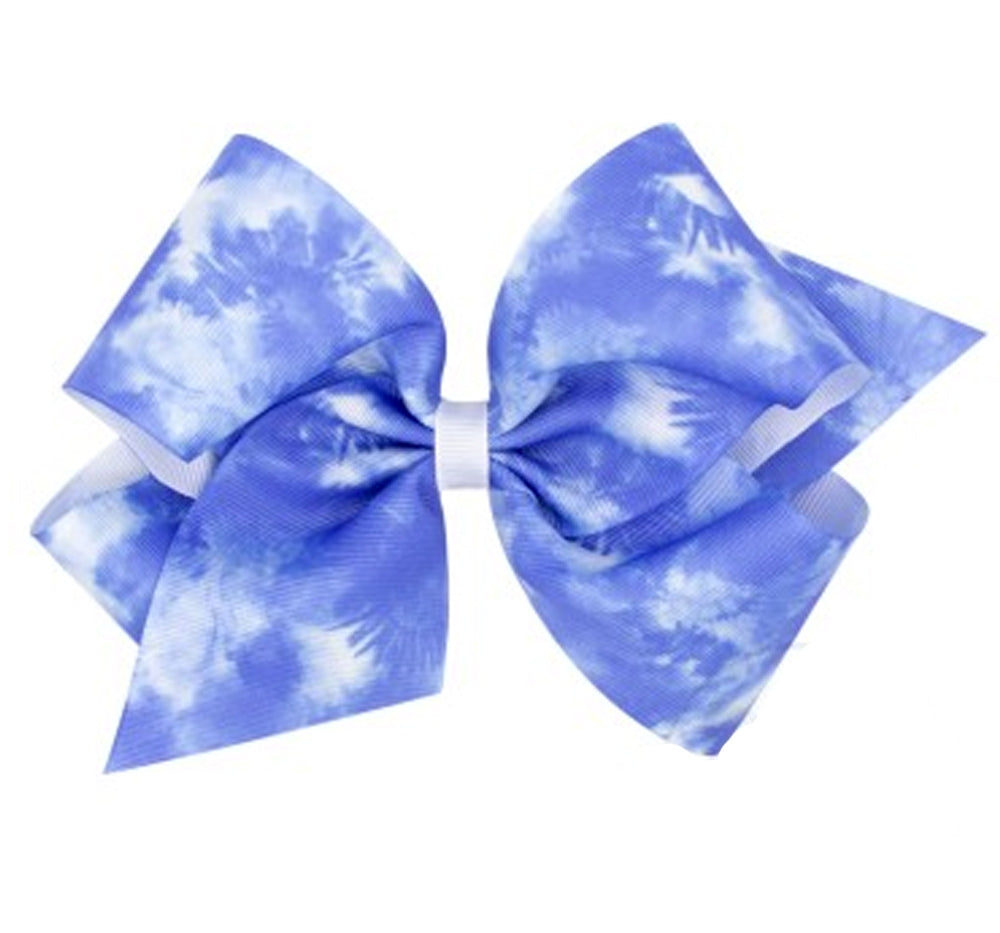 Moño grande grosgrain tie dye azul -Wee ones