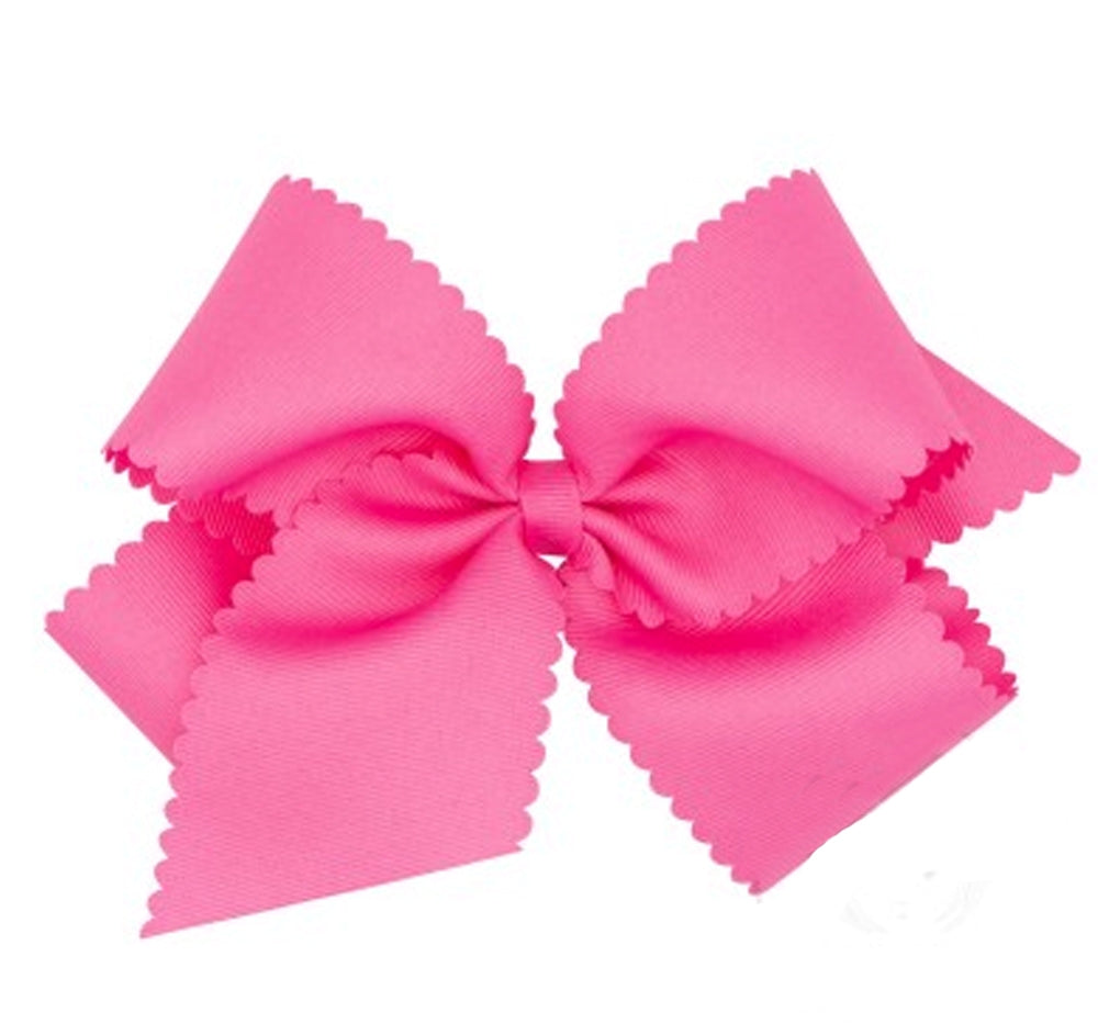 King GG Bow W/Scalloped Edge Hot Pink