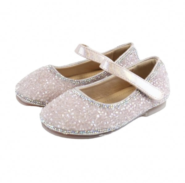 Clear Stone Flat Shoes Pink